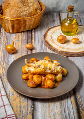 Traditional greek stifado with cod fish