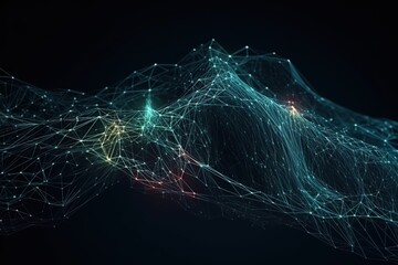 Network connection lines. Big data visualization. Template for background, presentation, design. 3D illustration, Generative AI