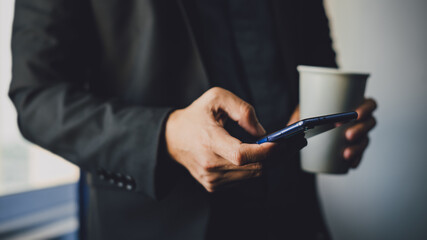 Close up technology in use of smartphone.