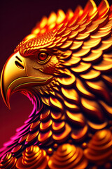 Fototapeta premium Eagle, sun, roses: hyper-detailed, ultra-sharp, highly-detailed illustration, Generative AI