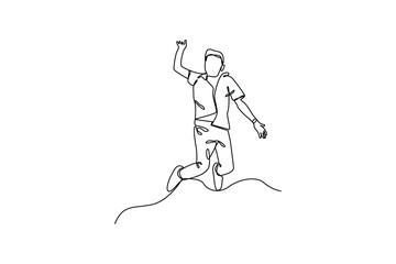 Single one-line drawing a healthy living man. World health day concept. Continuous line drawing design graphic vector illustration.