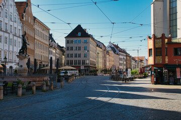Fototapeta na wymiar Weitwinkelaufnahme eines Teils der Altstadt von Augsburg