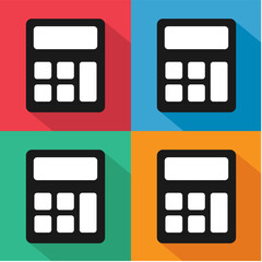 Set of Calculator icon, mathematics web button vector illustration. Internet website finance technology design