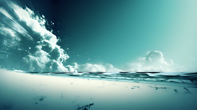 Sky and Ocean backdrop, beach, sand, background, wallpaper, back screen, home screen, lock screen, generative, ai