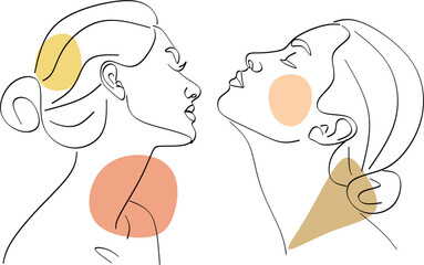 Obraz premium Abstract girl face continuous one line drawing minimalism design isolated on white background