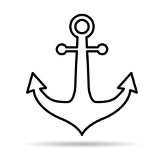 Anchor marine old shadow icon, ship security object element, vector illustration design web