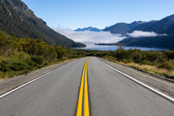 Driving the famous and idyllic road of the seven lakes from San Martin de los Andes to Villa la...