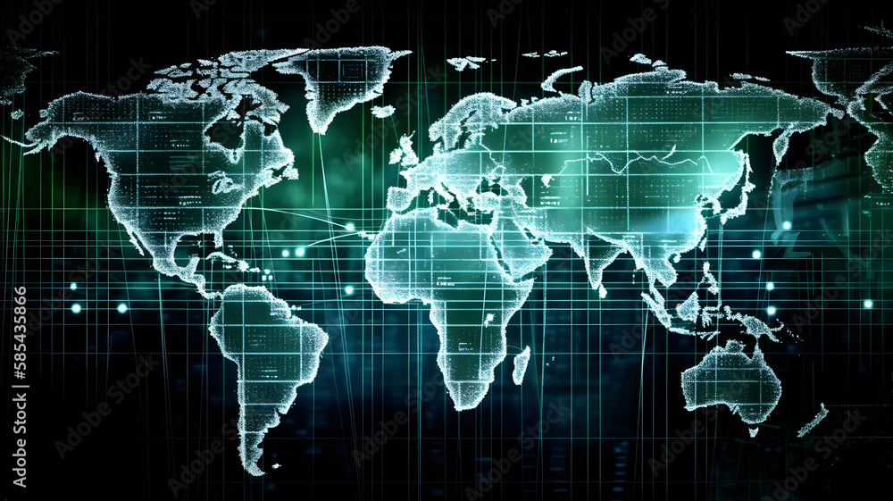 Aufkleber digital abstract background of world map created with generative ai tecnnology