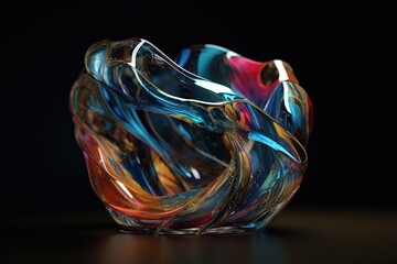 Glass colorful shape, 3d render, Generative AI
