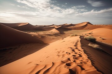 Fototapeta na wymiar Exploring the Arid Wilderness of Namibia: An Adventure Through Sand Dunes in the Desert, Generative AI
