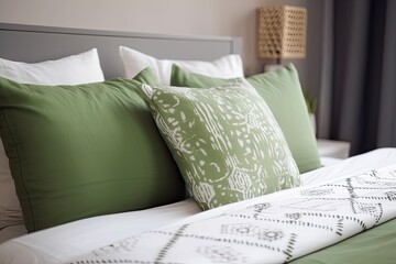 Comfortable Contemporary Bedding: Green & White Pillow Set Adds Style to the Bedroom, Generative AI