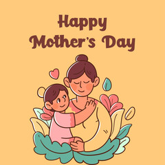 Mothers day with mom and son vector illustration
