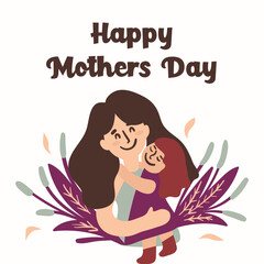 Mothers day with mon and son vector illustration