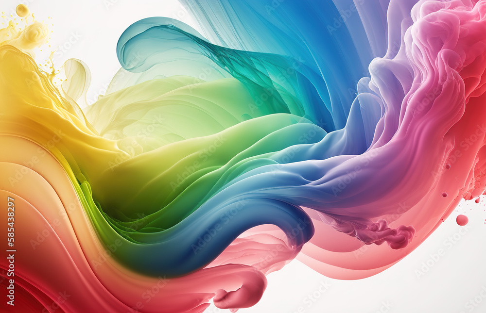 Poster bright colorful ink spreads in water. abstract fluid background. made with generative ai.