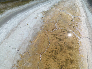 Completely dried out salt lake beside the Ruta40 in Argentina, South America - viewed from above