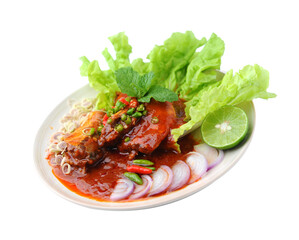 Spicy Sardines in tomato sauce canned fish ,Yum thai food style on transparent png