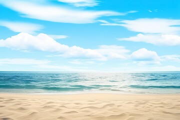 Fototapeta premium Beautiful empty tropical beach and sea landscape background. Created with Generative AI Technology