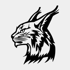 Wild Lynx Head vector logo design Silhouette