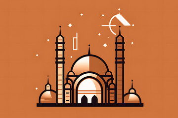 Illustration of a mosque for background and banner design created with Generative AI technology