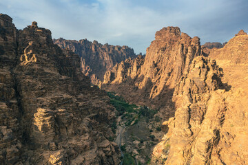 aerial view of the Wadi Disah in the north of Saudi Arabia