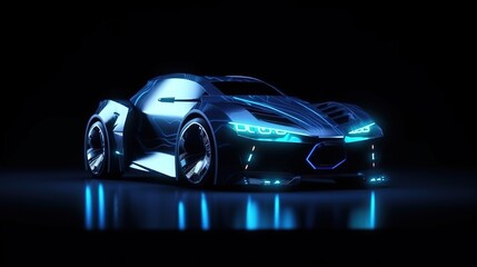 Obraz na płótnie Canvas A car on a dark background, a futuristic autonomous vehicle. Car HUD.