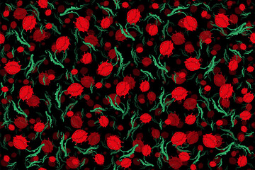 Floral wallpaper and bed linen print. Seamless pattern with spring tulips. Beautiful summer flowers background with flowing texture. Creative botany banner.