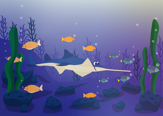 Naklejka na ściany i meble underwater world with fishes