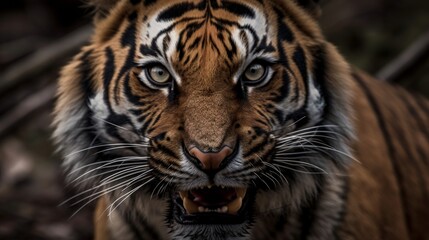 Fototapeta na wymiar A giant dangerous tiger - created by generative AI