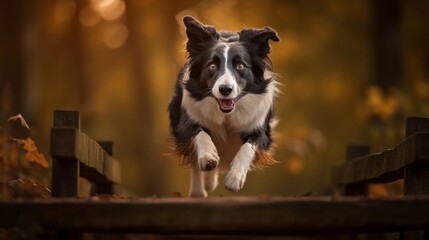 Excited and happy border collie running in the free - created by generative AI