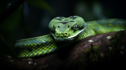 Venomous green viper - created by generative AI