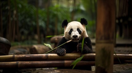 A Panda enjoying his bamboo - created by generative AI