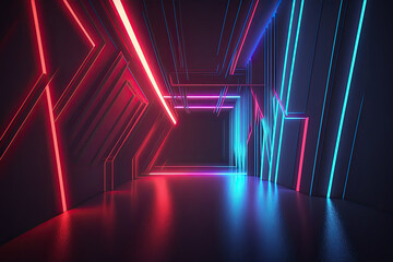 abstract futuristic space with glowing neon colors. Generative AI