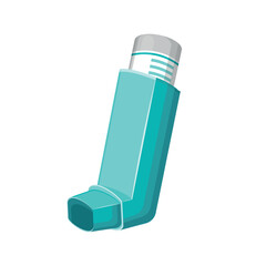 Medical inhaler for patients with asthma and shortness of breath in the treatment and prevention.
Colorful flat medicine pharmaceutical vector illustration icon isolated on white background. - obrazy, fototapety, plakaty