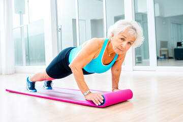 Senior woman doing yoga, Generative AI