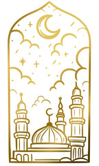 Ramadan mosque islamic backgroun hand drawn illustration