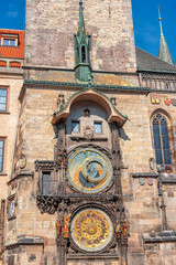 Obraz premium Fragment of astronomica clock on Staromestska Square, Prague, Czech Republic. Prague, Czech Republic - view of square and astronomical clock.