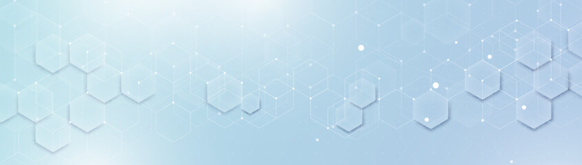 Abstract blue and white hexagon background. Science, and healthcare with a Futuristic, digital, and technology concept background. Vector illustration