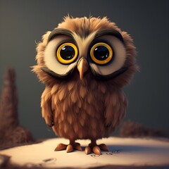 Fototapeta premium Cute looking owl, cartoon style