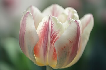 Delightful Tulip Blossoms in Soft Pastel Colours - A Spring Moment to Treasure in Nature's Garden: Generative AI