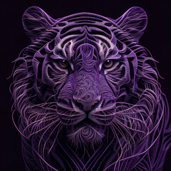 tiger head in violet