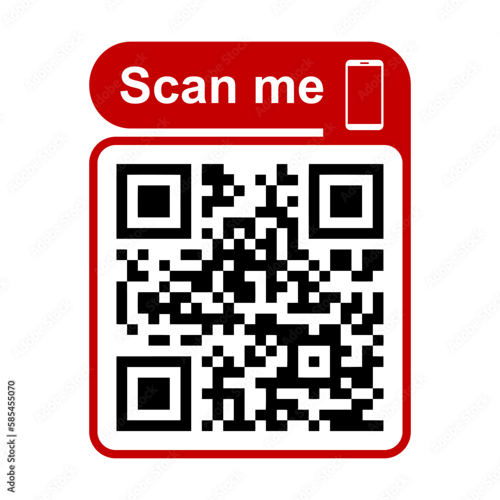 Poster QR - Quick Response Code, Inscription scan me, Qr code for smartphone, payment, mobile app scan – vector for stock