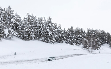 winter paved road in the mountains