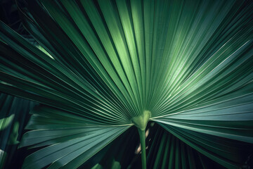 Striped palm leaf abstract green texture background in vintage tone