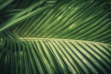Striped palm leaf abstract green texture background in vintage tone