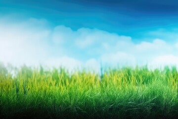 Plakat green grass and blue sky