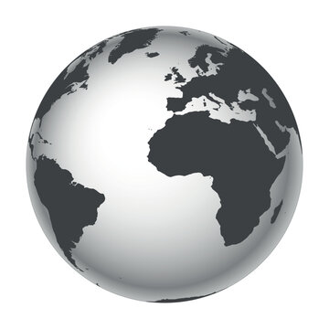 recommend clip art: Earth globe - world map with continents on planet Earth, black and white vector illustration
