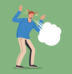 Agressive angry annoyed screaming people character. Vector flat cartoon illustration