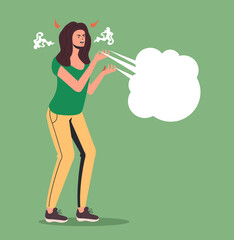 Agressive angry annoyed screaming people character. Vector flat cartoon illustration