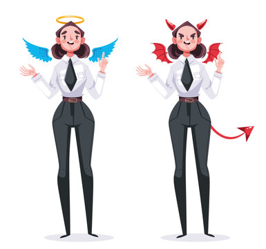 Angel and devil people character isolated set. Vector graphic design illustration