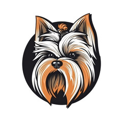 Logo Yorkshire Terrier Dog on Isolated Tansparent Background, png. Generative AI - obrazy, fototapety, plakaty